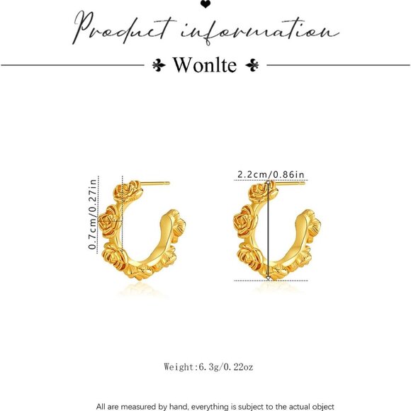 14K Gold Plated Elegant Hoop Earrings for Women, Hypoallergenic Lightweight Jewe - Picture 7 of 7